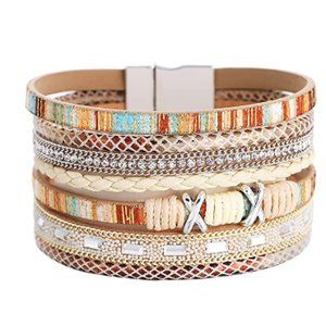 Leather Multilayer Bracelet Ladies Bracelet Women Magnetic Closure